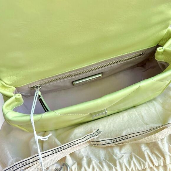💚Brand New Tory Burch Kira Top Handle Napa Diamond Quilted Bag in Pear / Silver - Picture 13 of 17